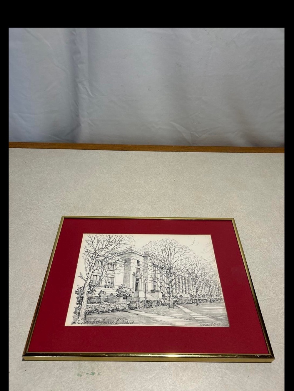 ONE OF A KIND Original Overly Sketch Langdell Hall Harvard Law NOT A PRINT